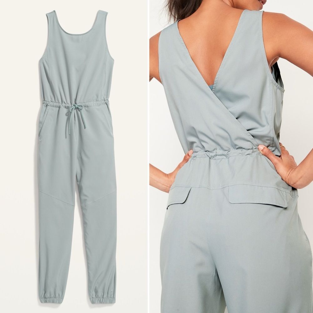 NWT Old Navy Sleeveless StretchTech Jumpsuit in Silver Sage Women’s Size XXL NEW